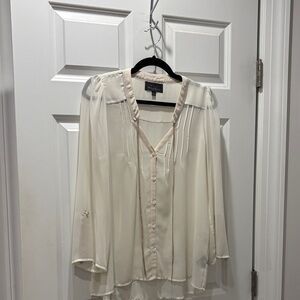 PJK Patterson J. Kincaid Cream Sheer Blouse